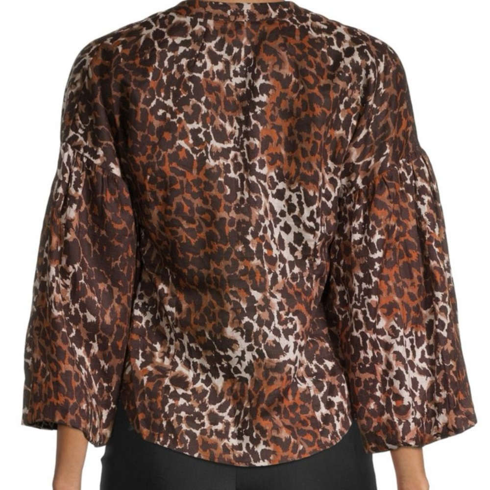 Veronica Beard leopard print linen blouse
